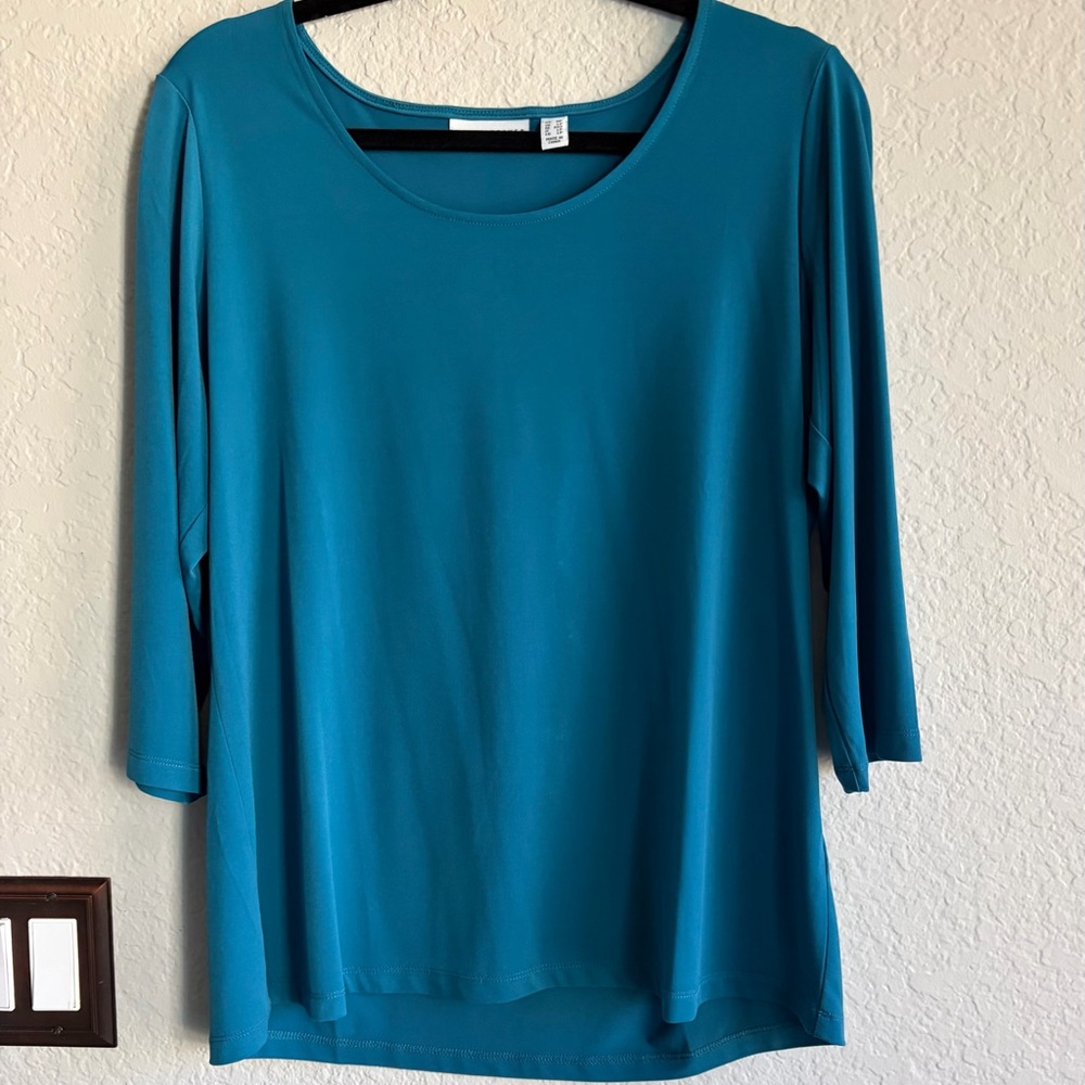 Susan Graver Teal Long Sleeve Top